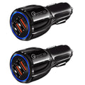 2 Pack 2 Port USB Fast Car Charger Adapter For Devices Black - PremiumBrandGoods