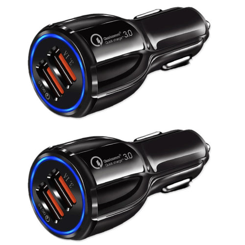 2 Pack 2 Port USB Fast Car Charger Adapter For Devices Black - PremiumBrandGoods