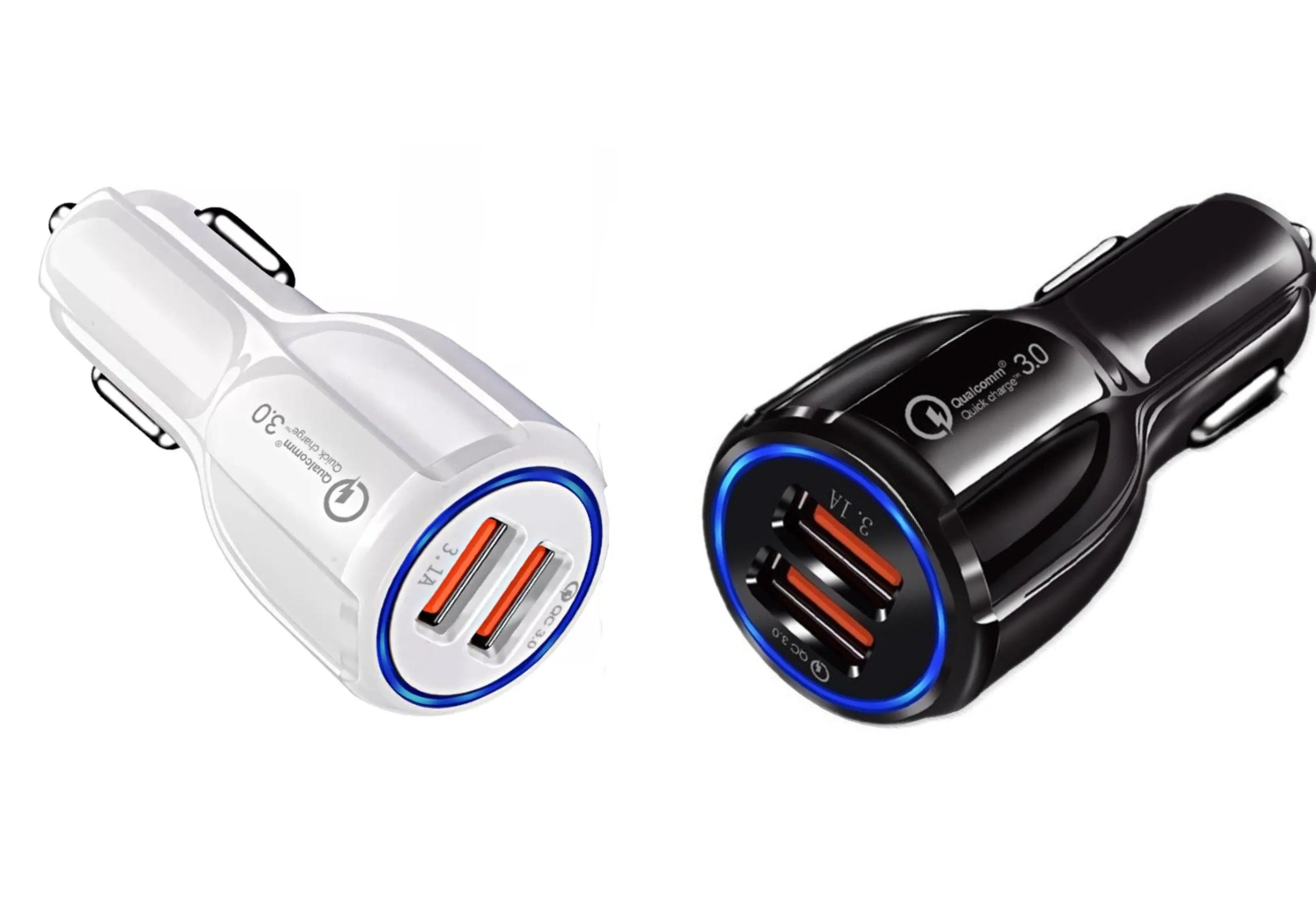 2 Pack 2 Port USB Fast Car Charger Adapter For Devices White - PremiumBrandGoods