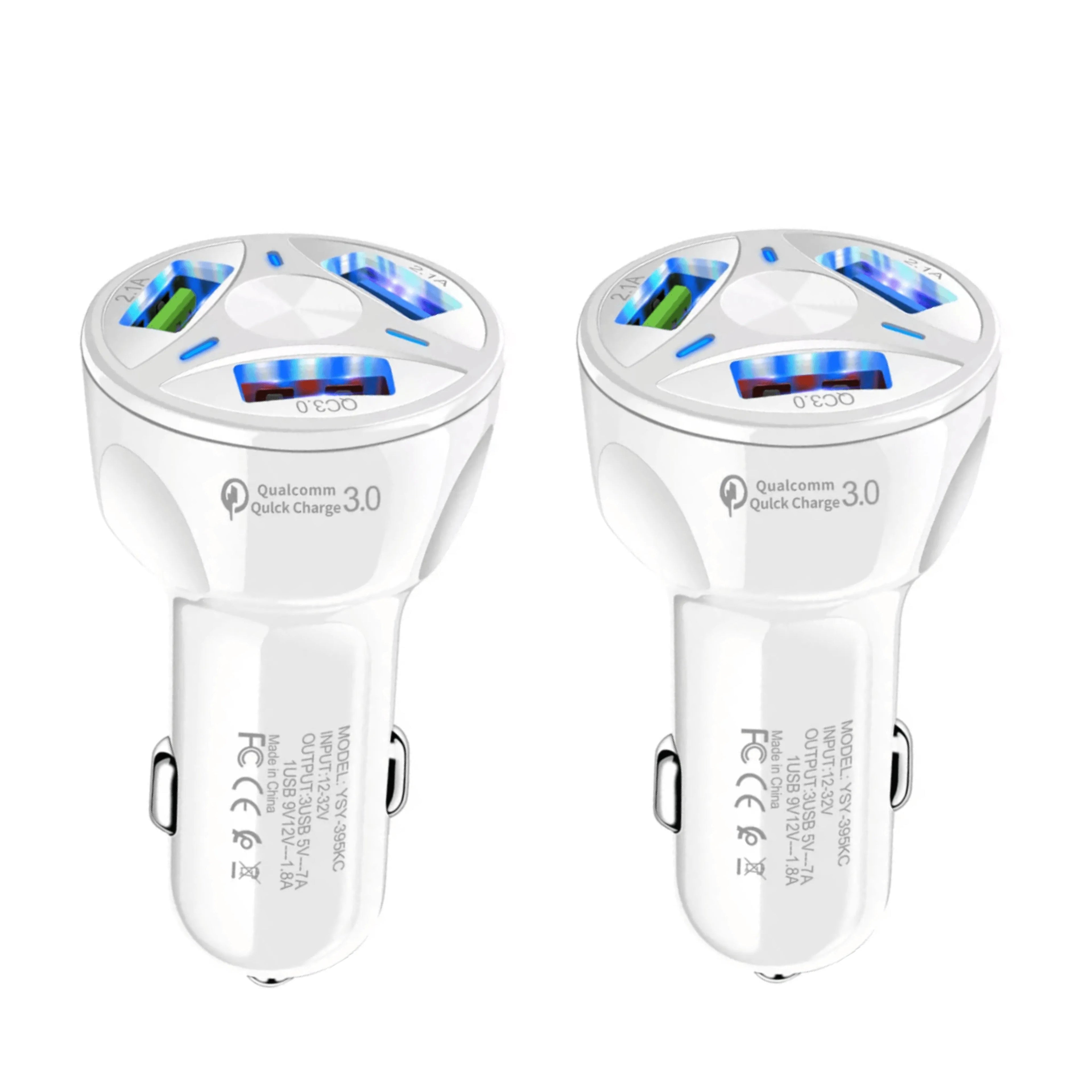 2 Pack 3 Port USB Fast LED Car Charger For Devices - PremiumBrandGoods