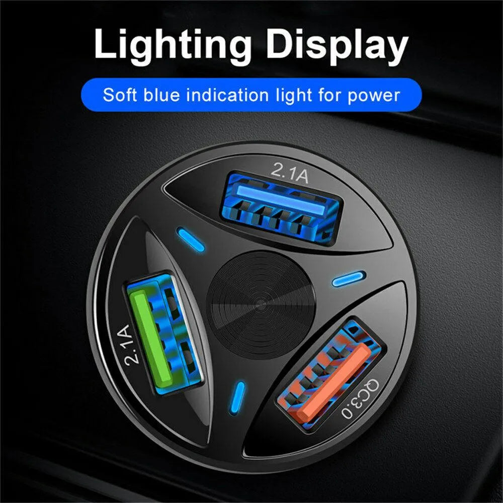 2 Pack 3 Port USB Fast LED Car Charger For Devices - PremiumBrandGoods