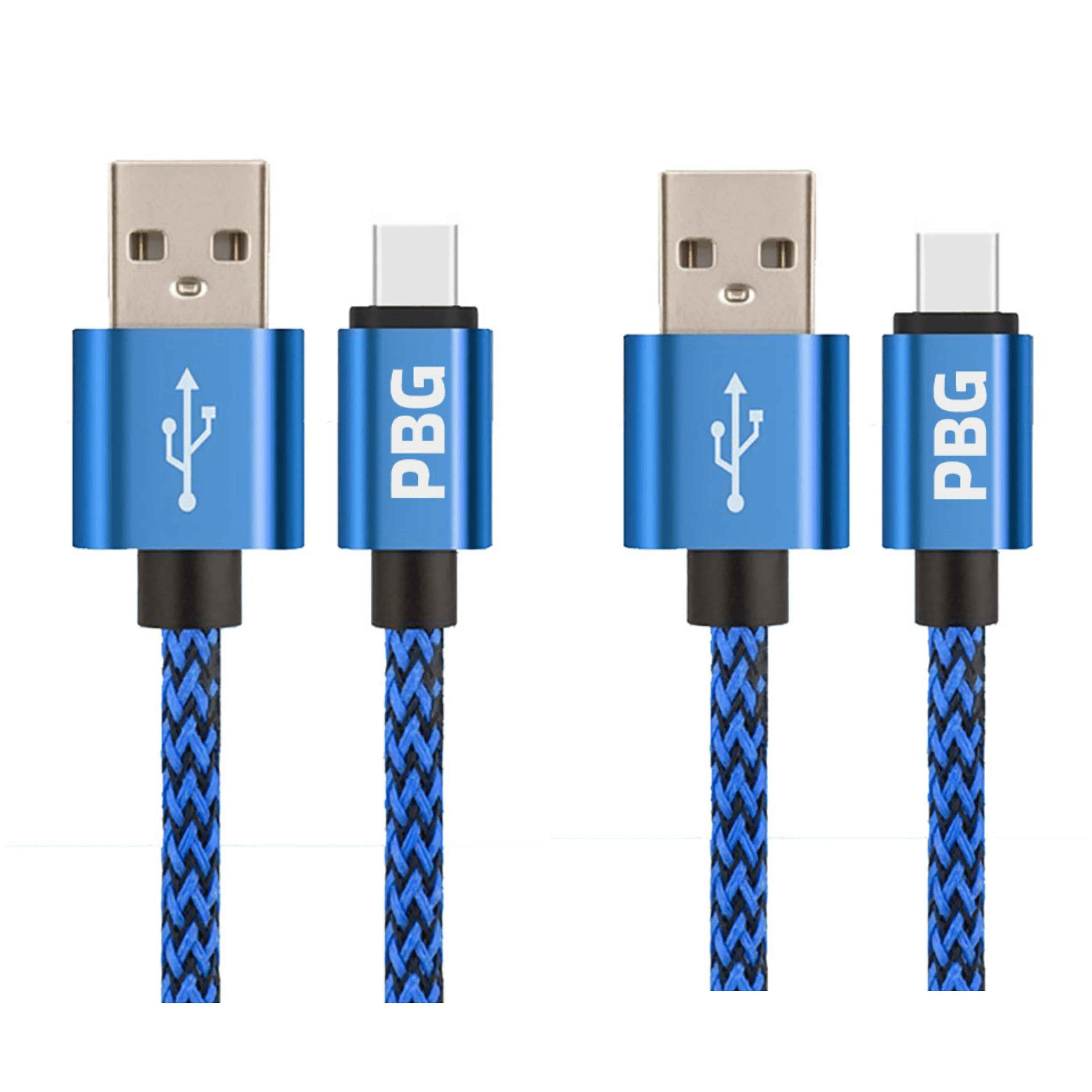 PBG 10FT XL Type-C Charger Cable - Nylon Woven Zebra Pattern 2 Pack USB-C cable