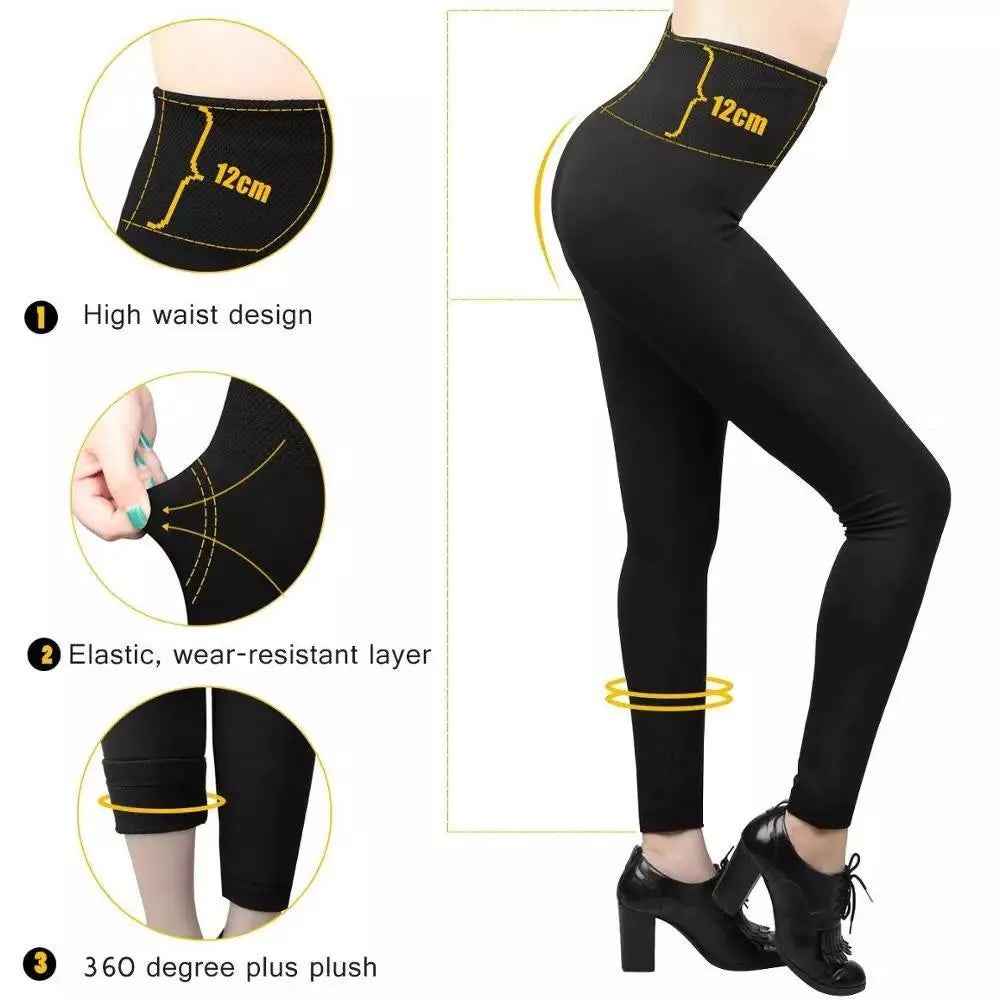 2 Pack Women‚Äôs Fleece Lined Leggings High Waist Stretchy warm Leggings one size