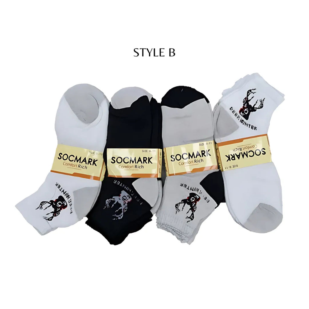 12 Pairs Ankle Socks 9-11 , 10-13 (8 styles) Active , Unisex - PremiumBrandGoods