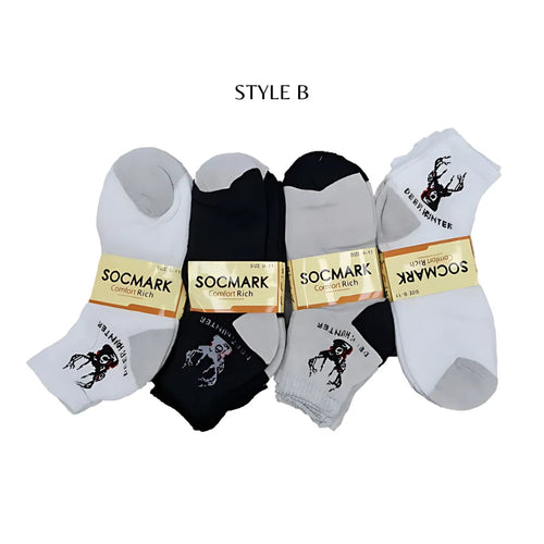 12 Pairs Ankle Socks 9-11 , 10-13 (8 styles) Active , Unisex - PremiumBrandGoods
