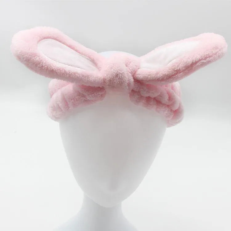 3 Pack Women Bunny Ears Headband Fashionable Face Washing Hair band Cute Hairband Fluffy Elastic Makeup Rabbit Headbands - PremiumBrandGoods