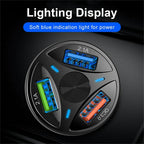 3 Port Fast LED White Car Charger + 3 in 1 Cable Combo Gold - PremiumBrandGoods