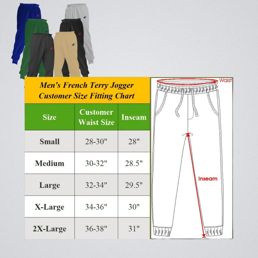 Mens Joggers 3 Pair French Terry Cotton Blend Assorted Colors Soft - PremiumBrandGoods
