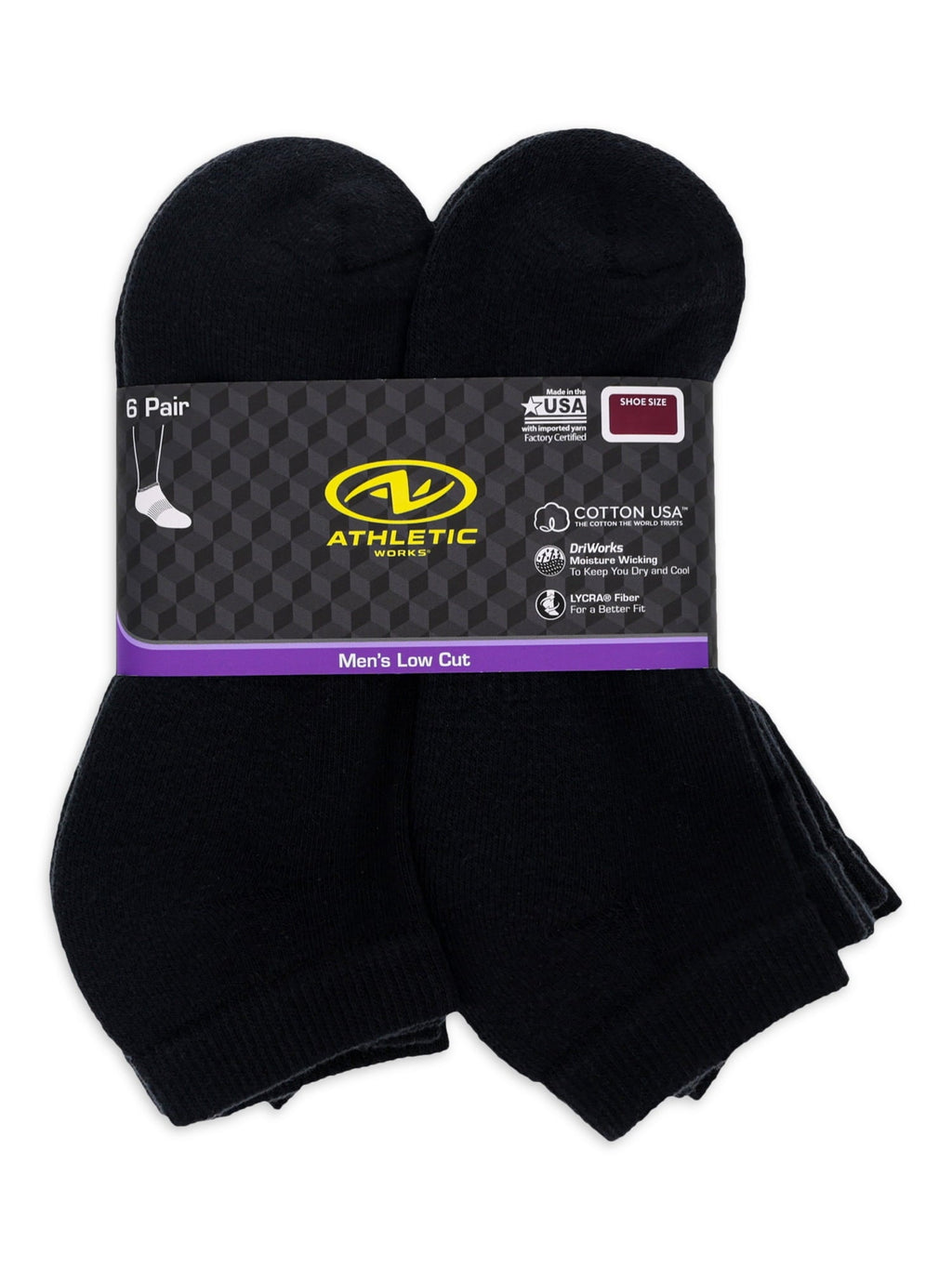 Athletic Works Men's Big & Tall Low Cut Socks - 12 Pair Pack (Shoe Size 12-15)