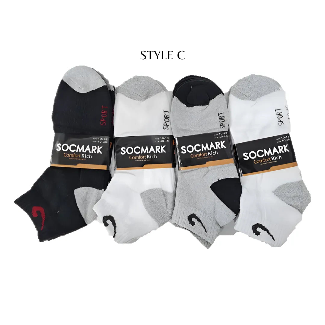 12 Pairs Ankle Socks 9-11 , 10-13 (8 styles) Active , Unisex - PremiumBrandGoods