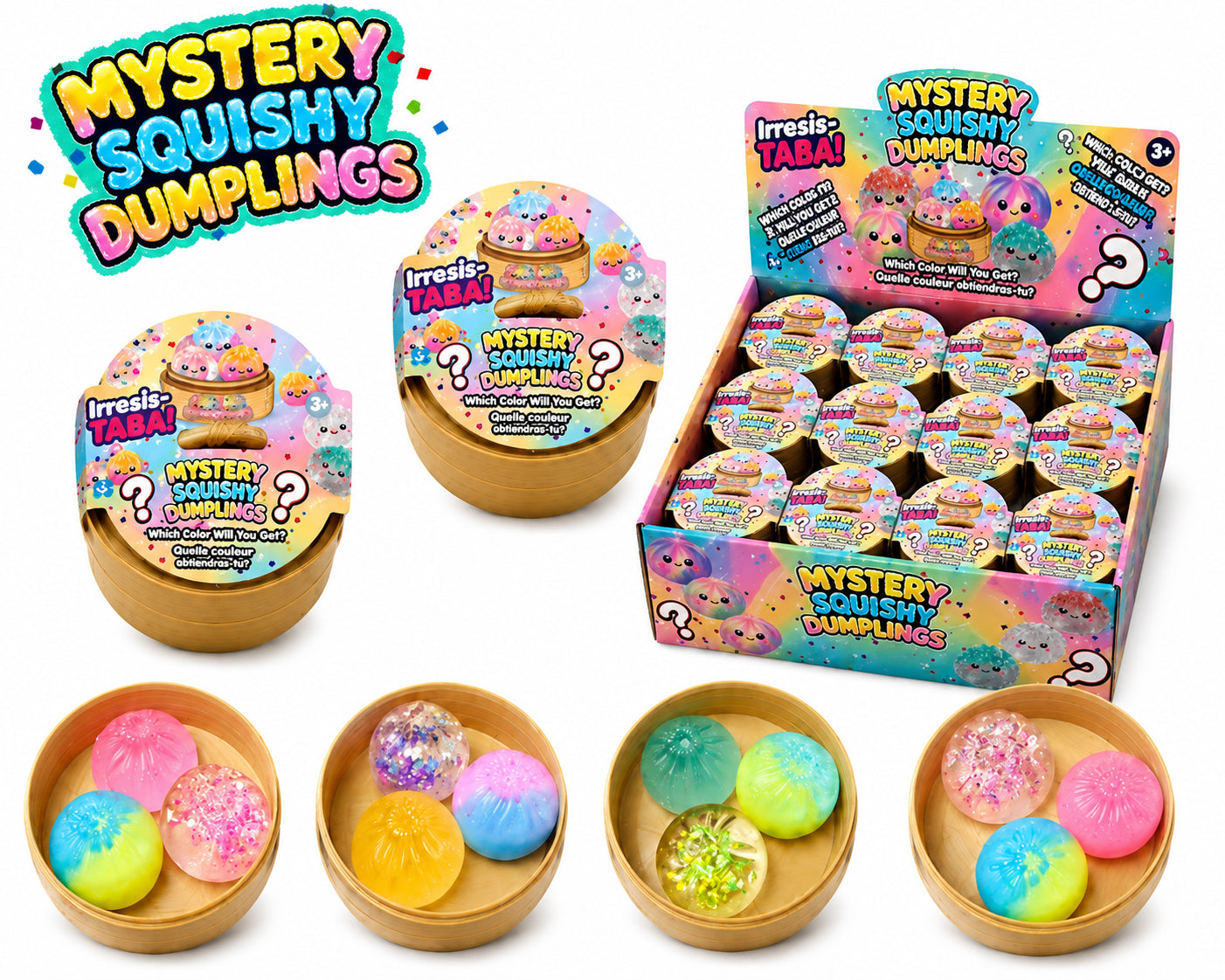 Squishy Mystery Dumpling MIni Taba Glitter Surprise Mystery Squishy 3 Pack