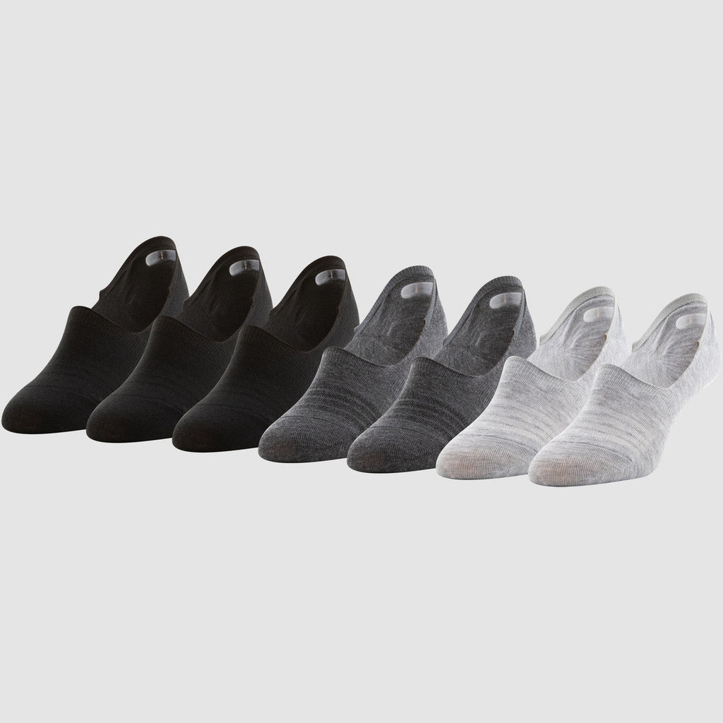 Womens Peds 12 Pairs Midcut Lightweight Gel Heel Grip Grey/Charcoal/Black - PremiumBrandGoods