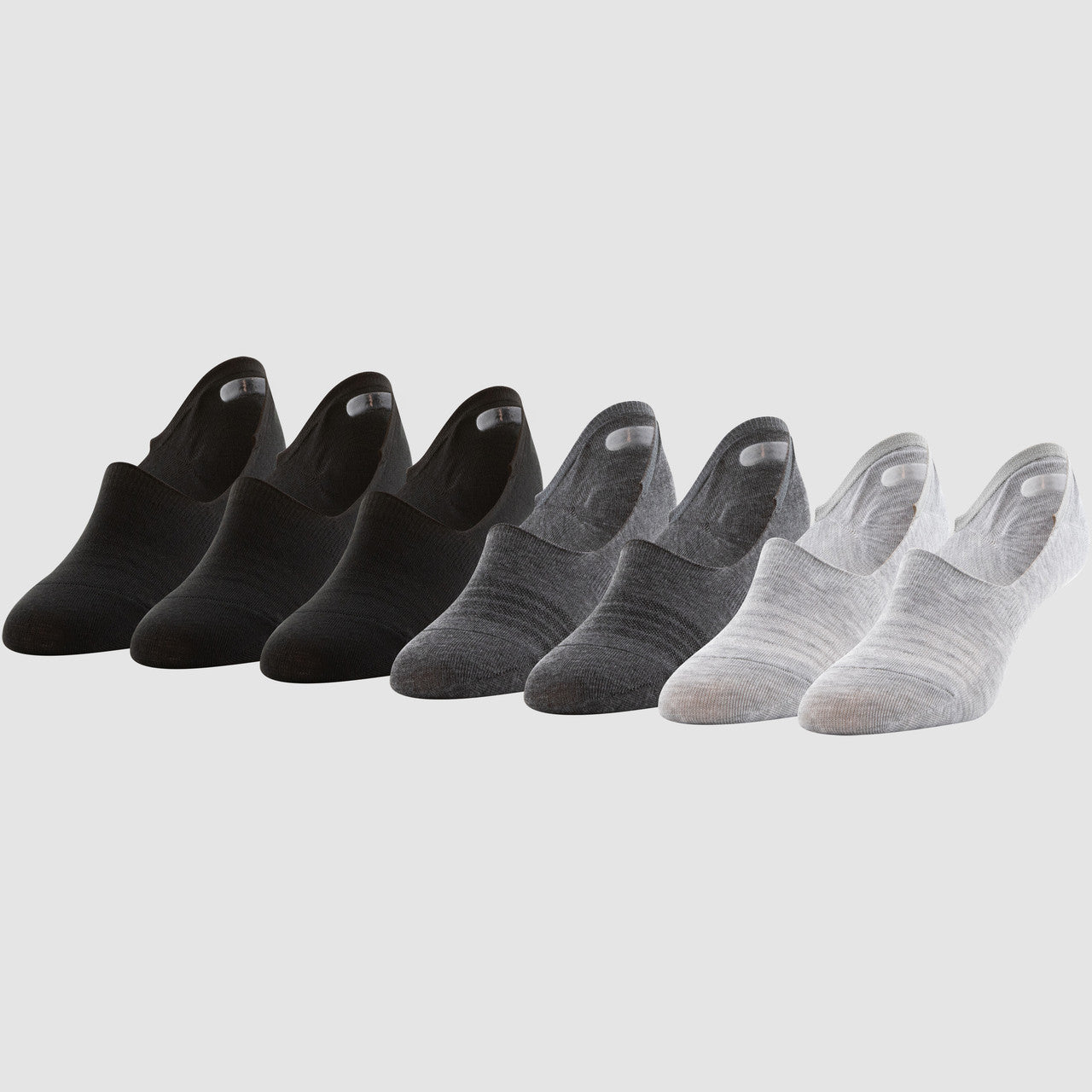 Womens Peds 12 Pairs Midcut Lightweight Gel Heel Grip Grey/Charcoal/Black - PremiumBrandGoods