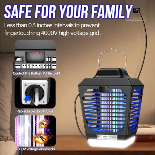 Bug Zapper, Two Colors Mosquito Zapper with LED Light, Waterproof Fly Trap,Insect Zapper,Mosquito Killer Outdoor Indoor for Home,Kitchen,Backyard,Camping - PremiumBrandGoods