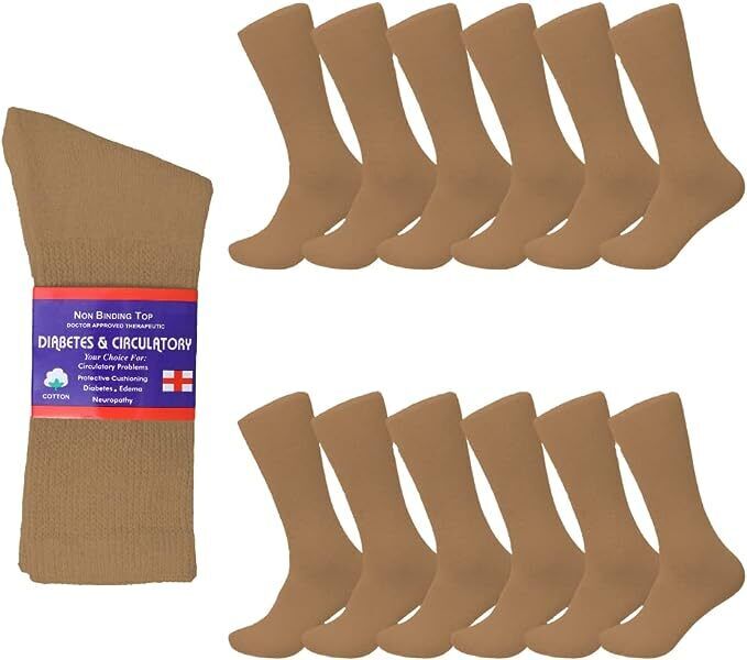 Diabetic Socks, Non-Binding Circulatory Cushion Cotton Crew Socks for Men Women - PremiumBrandGoods