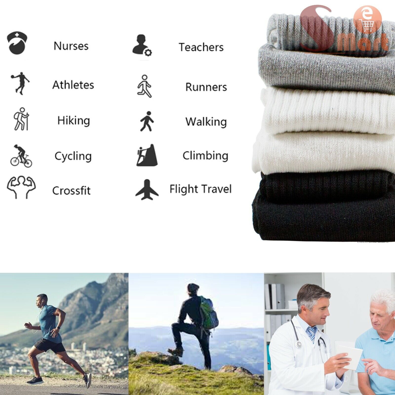 Lot 3-12 Pairs Mens Solid Sports Athletic Work Plain Crew Socks Size 9-11 10-13 - PremiumBrandGoods