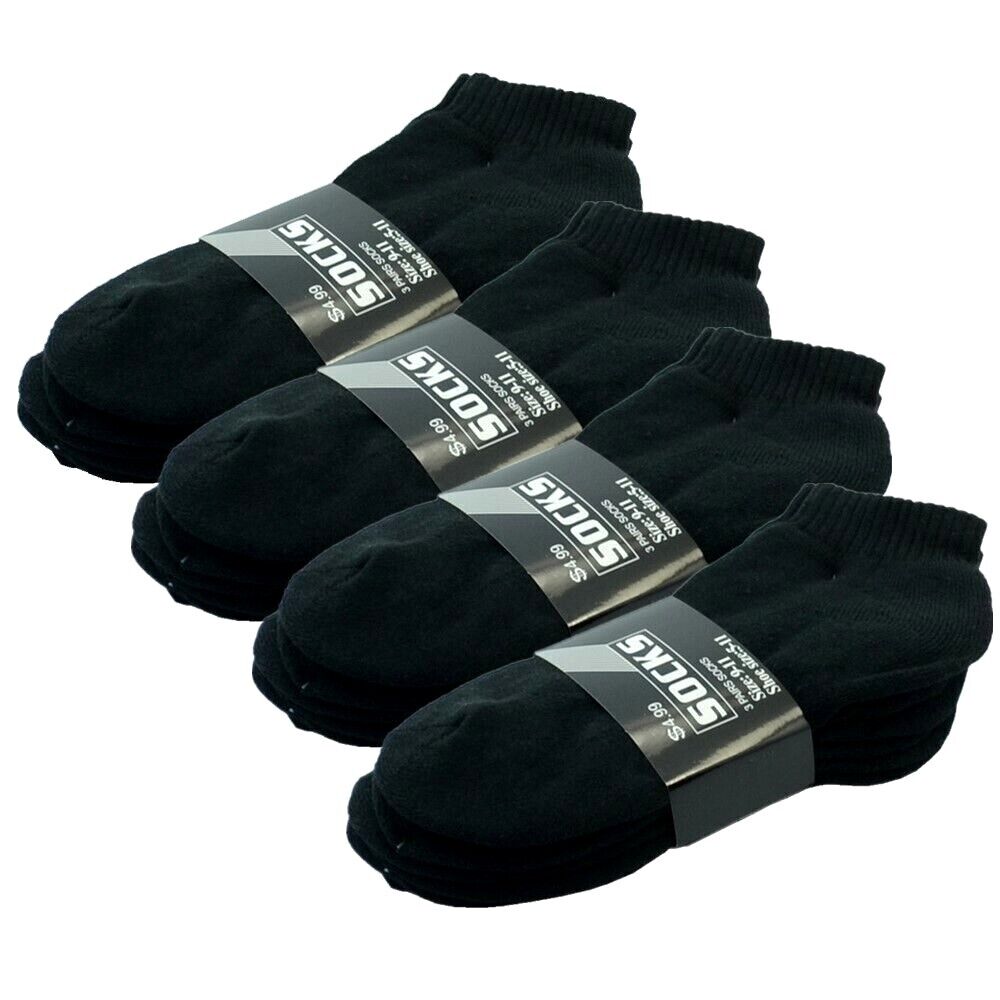 3-12 Pairs Mens Plain Solid Cotton Sports Ankle Athletic Socks Low Cut Size 9-13 - PremiumBrandGoods