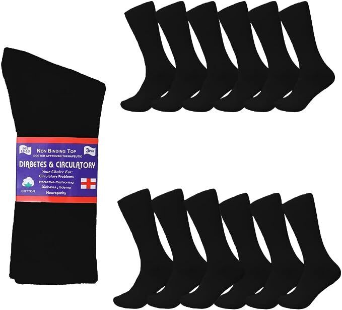 Diabetic Socks, Non-Binding Circulatory Cushion Cotton Crew Socks for Men Women - PremiumBrandGoods