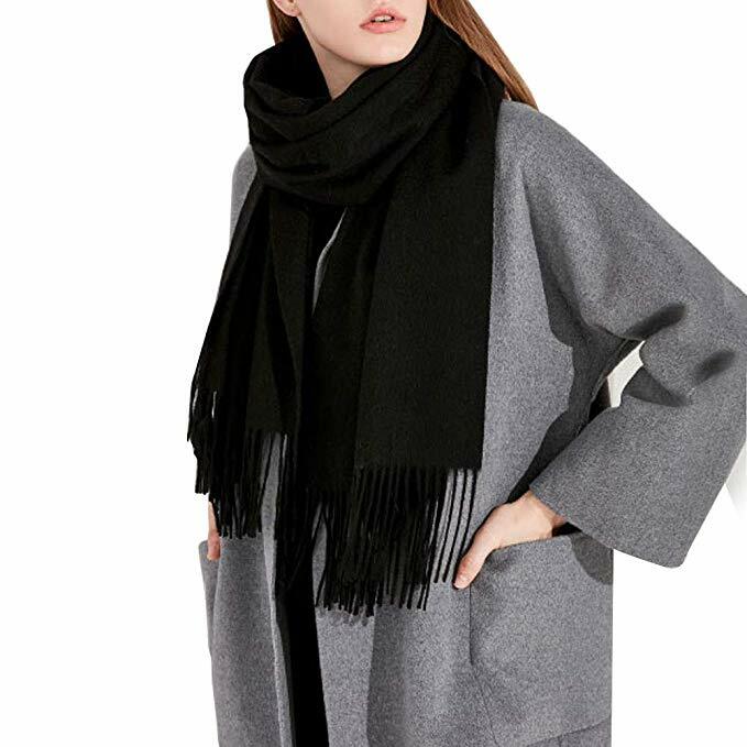 Winter Unisex Plain Solid Scarves 100% Cashmere Wool Warm Scarf Made in Scotland - PremiumBrandGoods