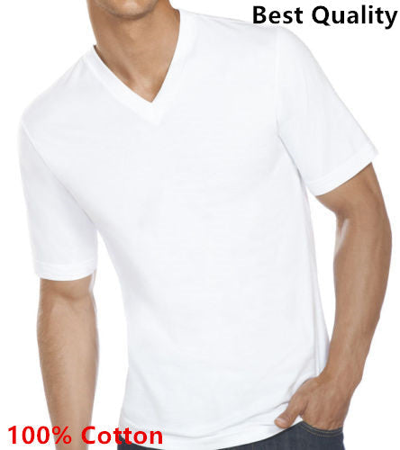 3 to 6 Pcs For Men 100% Cotton Tagless T-Shirt Undershirt Crew V Neck White S-XL - PremiumBrandGoods
