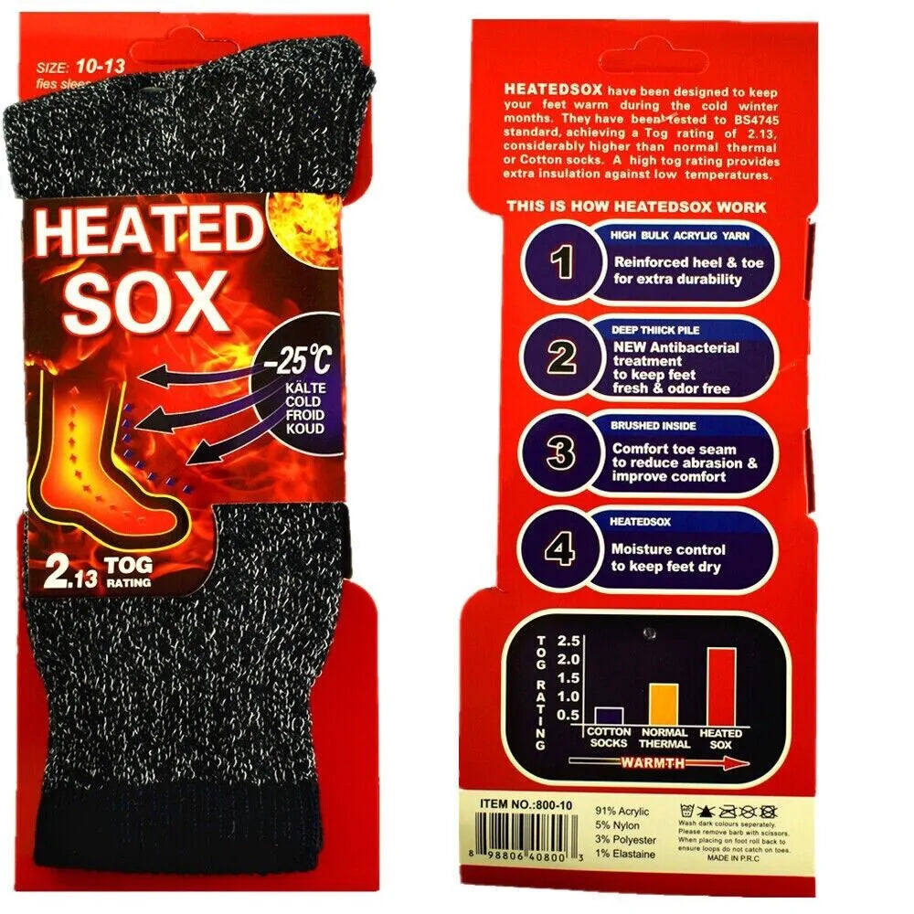 Mens thermal socks Heated winter friendly Warm  Boot Sox thick Duty Size 10-13 - PremiumBrandGoods