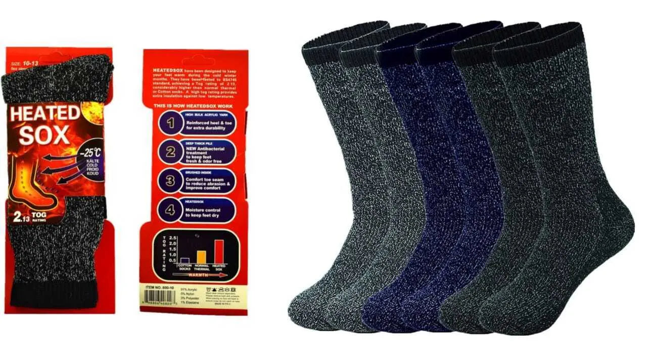 Mens thermal socks Heated winter friendly Warm  Boot Sox thick Duty Size 10-13 - PremiumBrandGoods