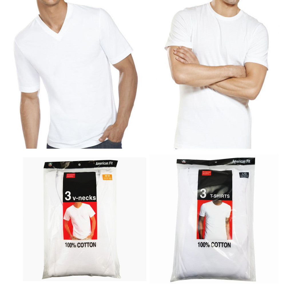 3 to 6 Pcs For Men 100% Cotton Tagless T-Shirt Undershirt Crew V Neck White S-XL - PremiumBrandGoods