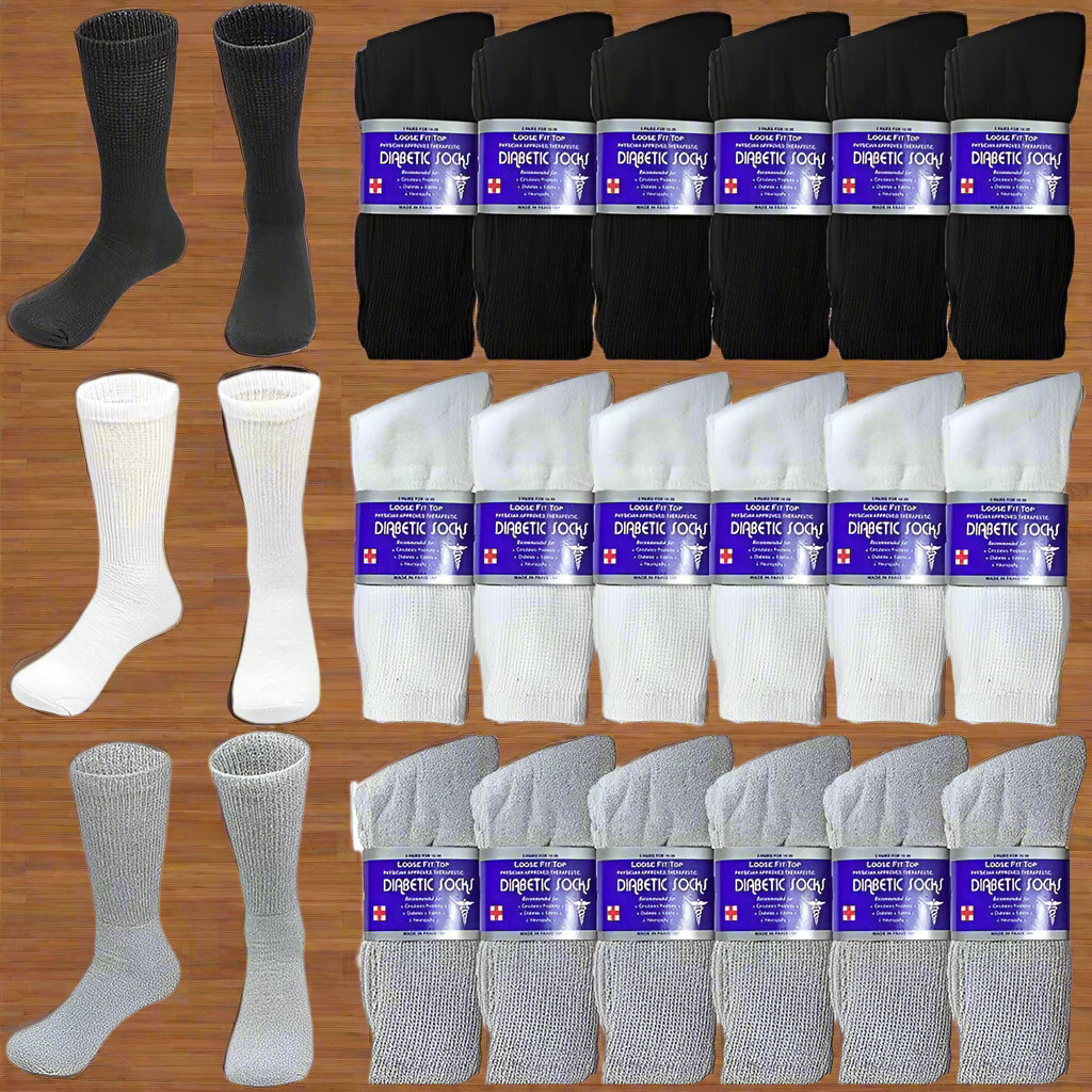 Wholesale Bulk Mens Diabetic Crew Socks Health Circulatory Size 9-11,10-13,13-15 - PremiumBrandGoods