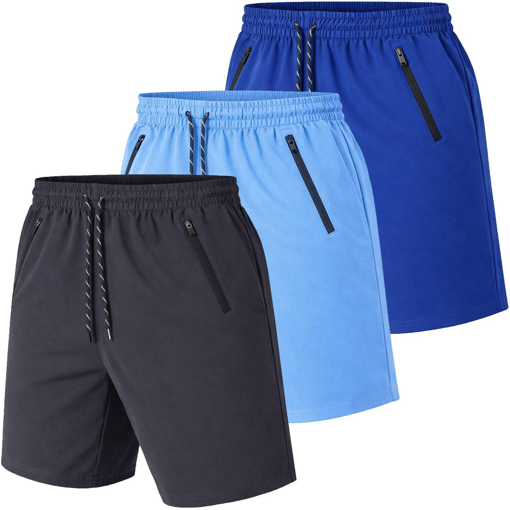 Men’s 3-Pack Performance Training Shorts with Zipper Pockets (Sizes S–2XL)