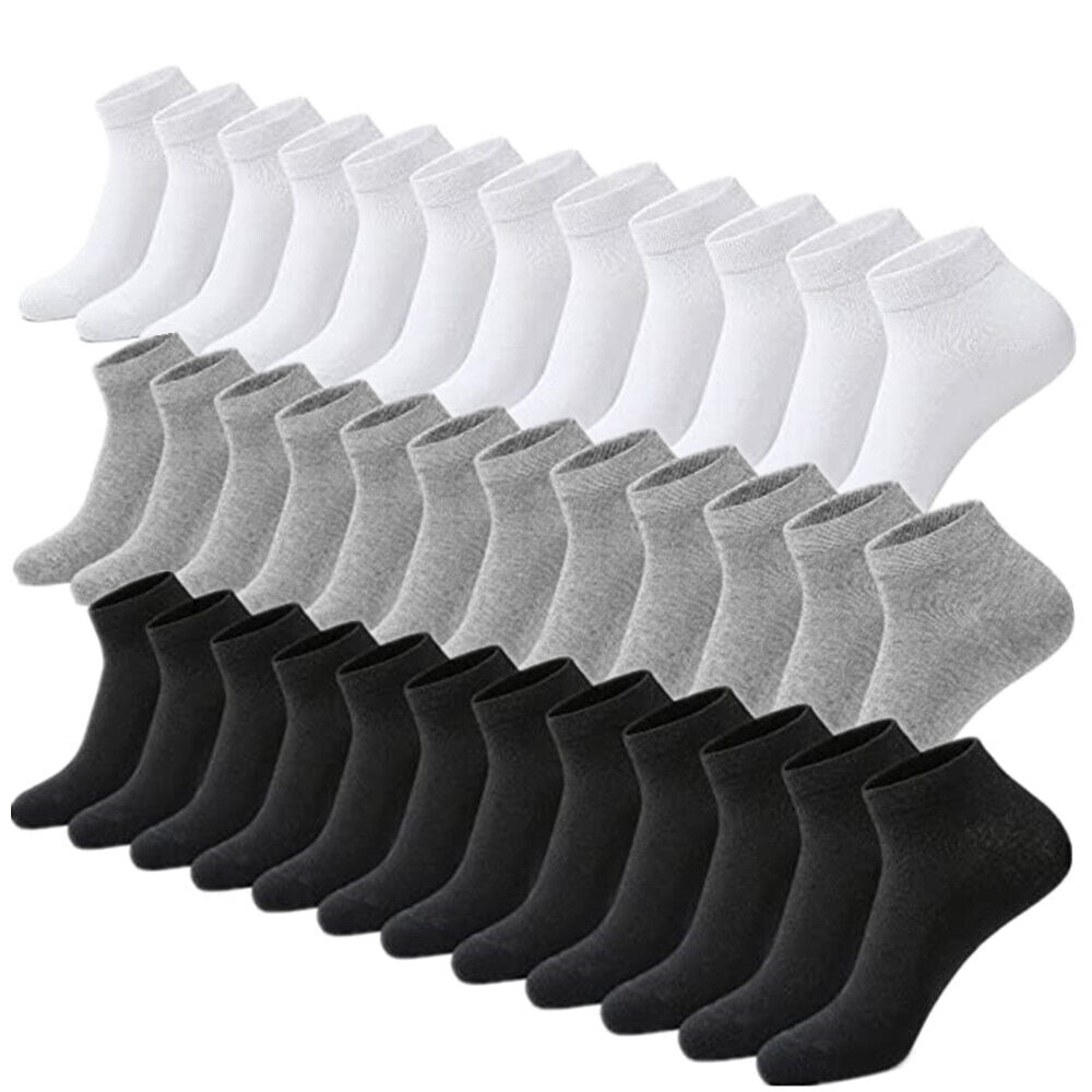 3-12 Pairs Mens Plain Solid Cotton Sports Ankle Athletic Socks Low Cut Size 9-13 - PremiumBrandGoods