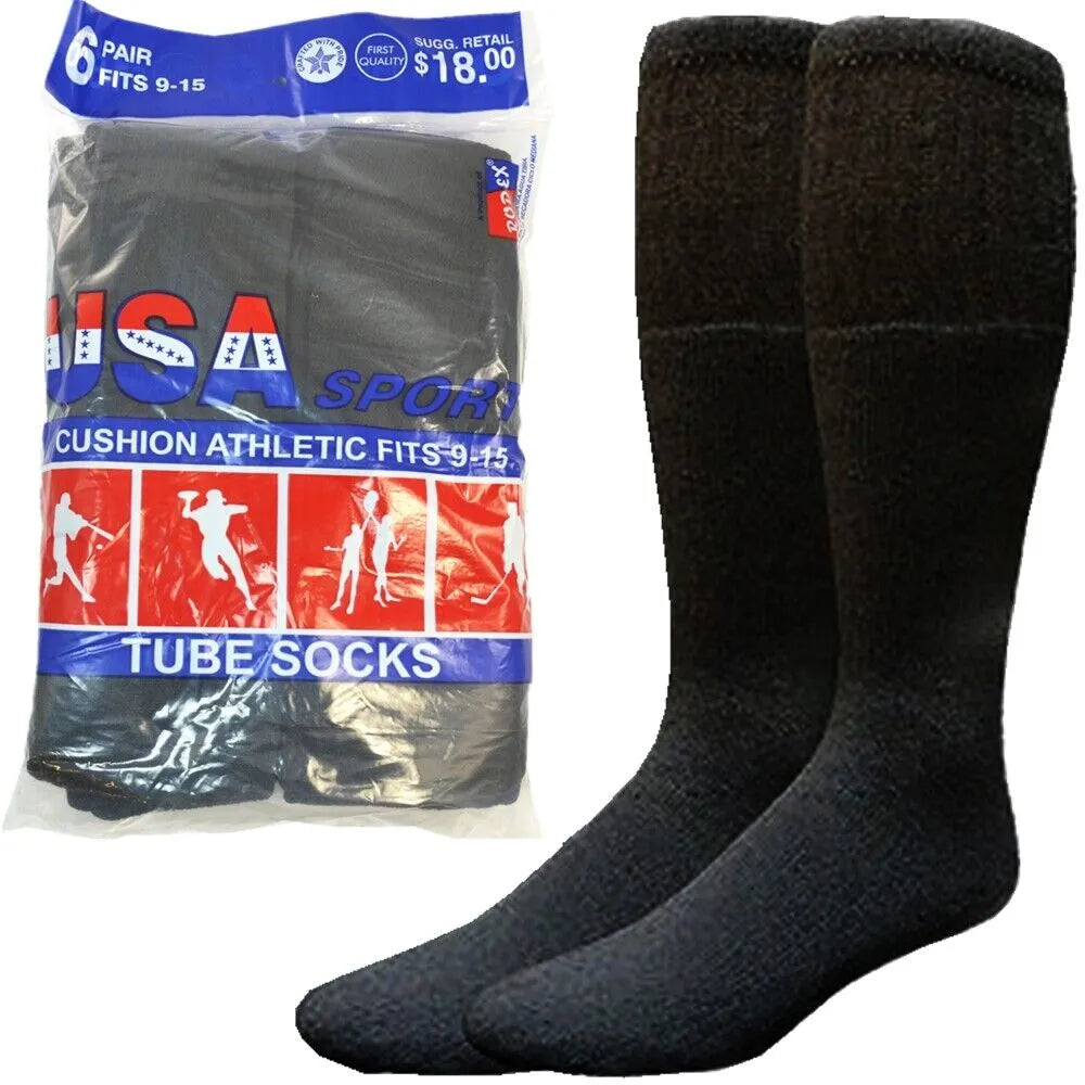 Men Athletic Socks Cotton Sports Solid Tube Socks sox Sizes 9-15 - PremiumBrandGoods