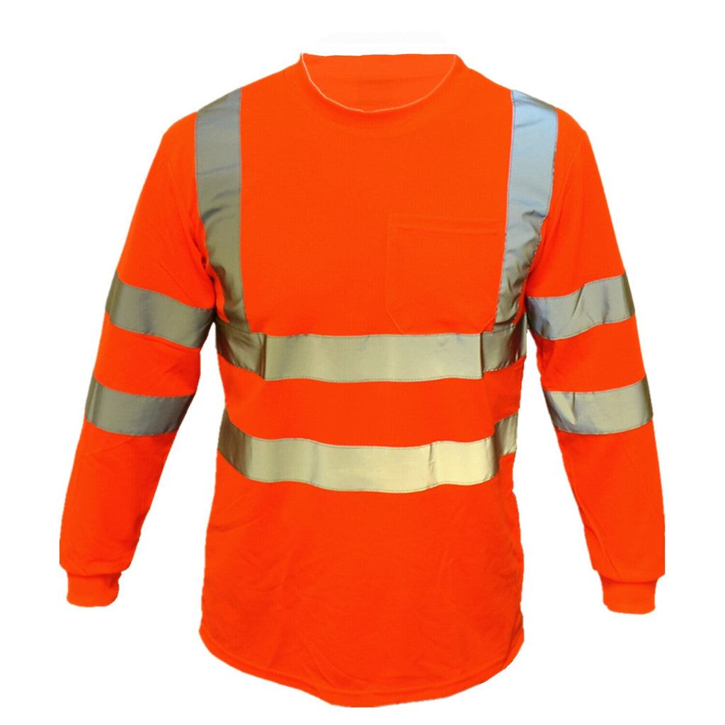 Safety Work Hi Vis High Visibility Reflective ANSI Class 3 T Shirt Long Sleeve - PremiumBrandGoods