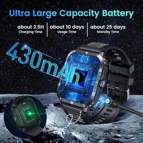 Smartwatch for Men Fitness Smart Watch: 2.0 inch Wrist Watch with Bluetooth Call Answer - Android iOS Compatible Military 3ATM Waterproof 100+ Sports Digital Activity Tracker Heart Rate Sleep Monitor - PremiumBrandGoods