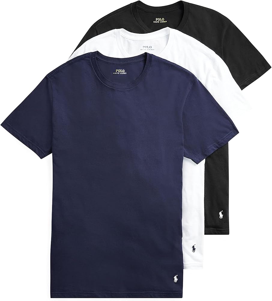 Polo Ralph Lauren Men's Cotton Crewneck Undershirt - 3-Pack Slim Fit Short-Sleeve T-Shirts