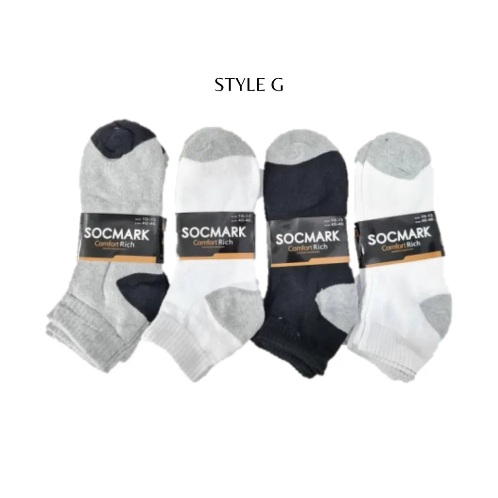12 Pairs Ankle Socks 9-11 , 10-13 (8 styles) Active , Unisex - PremiumBrandGoods