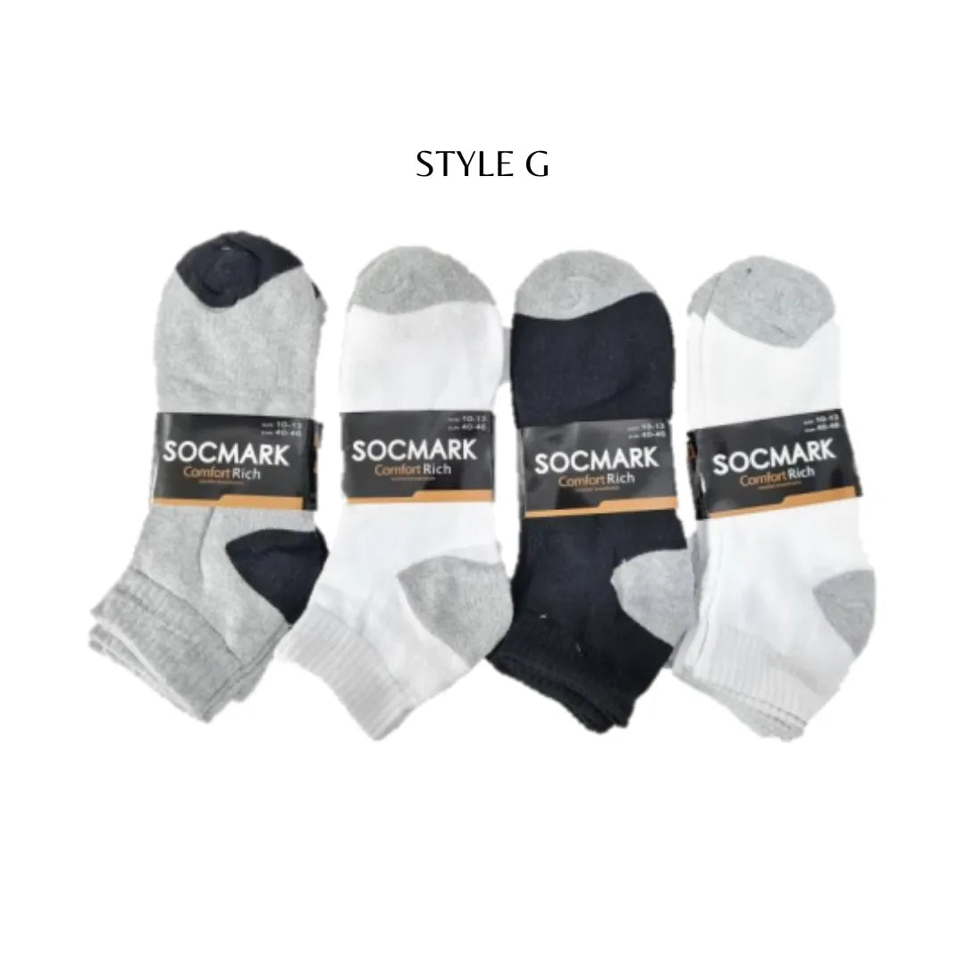 12 Pairs Ankle Socks 9-11 , 10-13 (8 styles) Active , Unisex - PremiumBrandGoods
