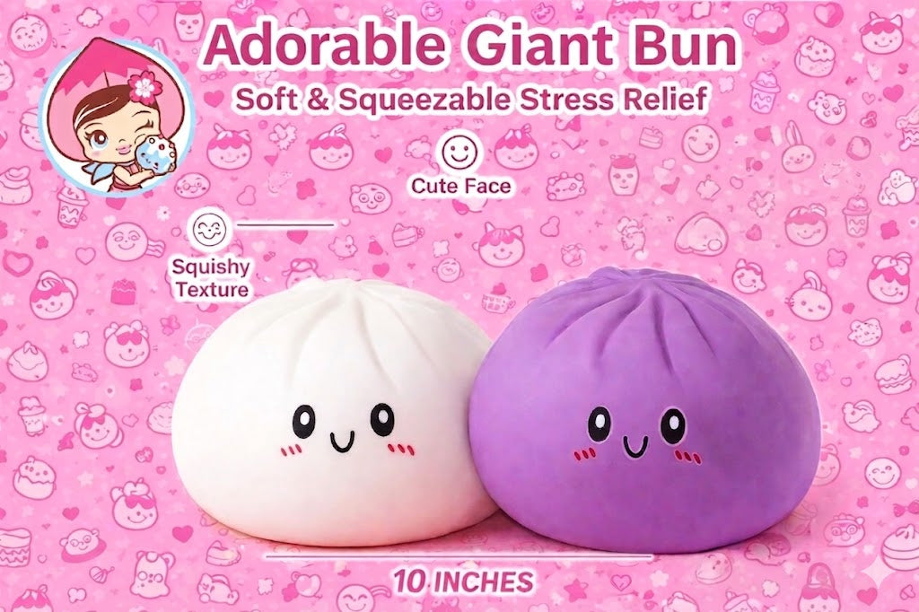 Squishy GIANT Dumpling with Face Squishy 10 inch - Purple