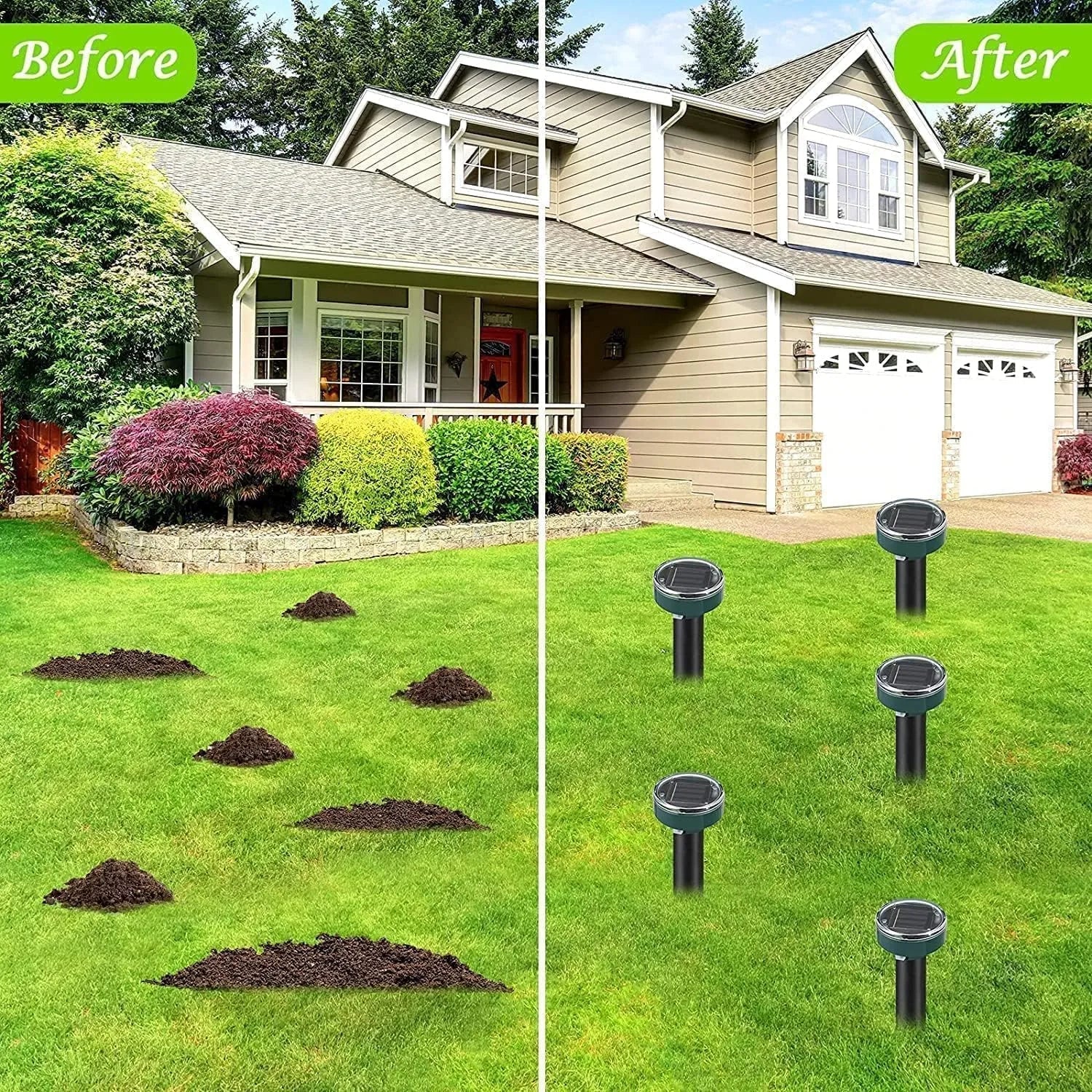 Ultrasonic Mole Repellent Solar Powered 8 Pack, Gopher Repellent, Vole Repellent Mole Repellent for Lawn Garden Yard Waterproof Get Rid of Moles Voles Gophers Rats Rodents - PremiumBrandGoods
