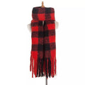 Thick Plaid Winter Scarf Woman's Checkered Pattern Pashmina Shawls Scarf Stylish Shawls With Tassel - PremiumBrandGoods
