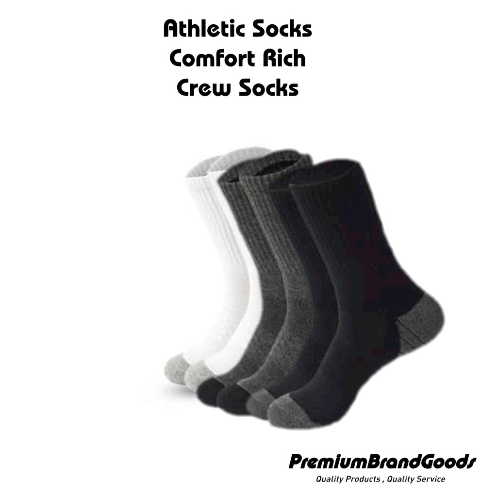 Men's Comfort Rich Crew Cushion Socks Athletic Active 10-13 3 Color Bundle - PremiumBrandGoods