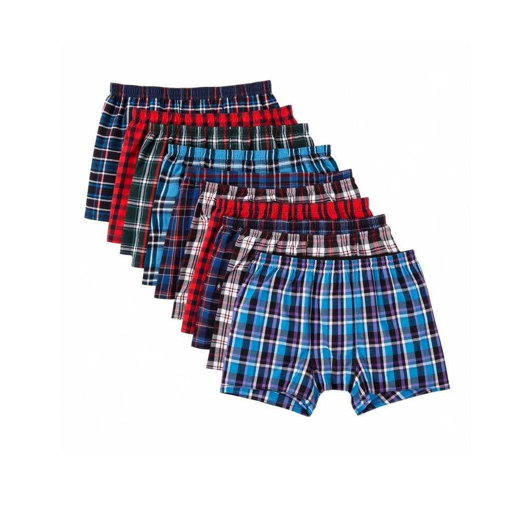Tartan Plaid Boxer Shorts 6 Pack Cotton Blend Moisture Wicking S-4XL Mens