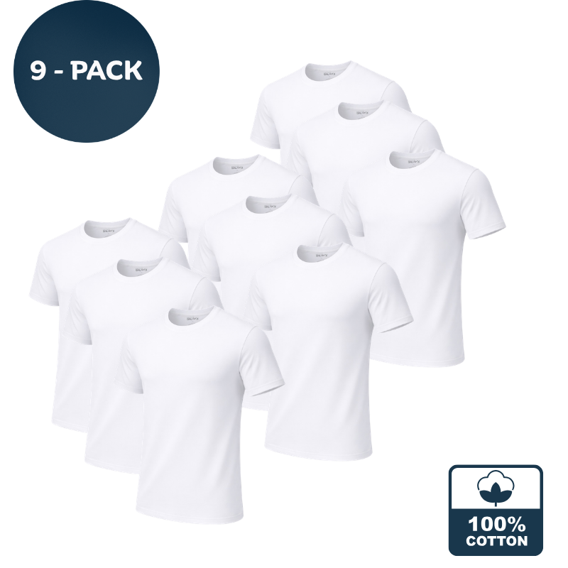 Men's 9-Pack Classic Short Sleeve Crew Neck 100% Cotton Undershirts