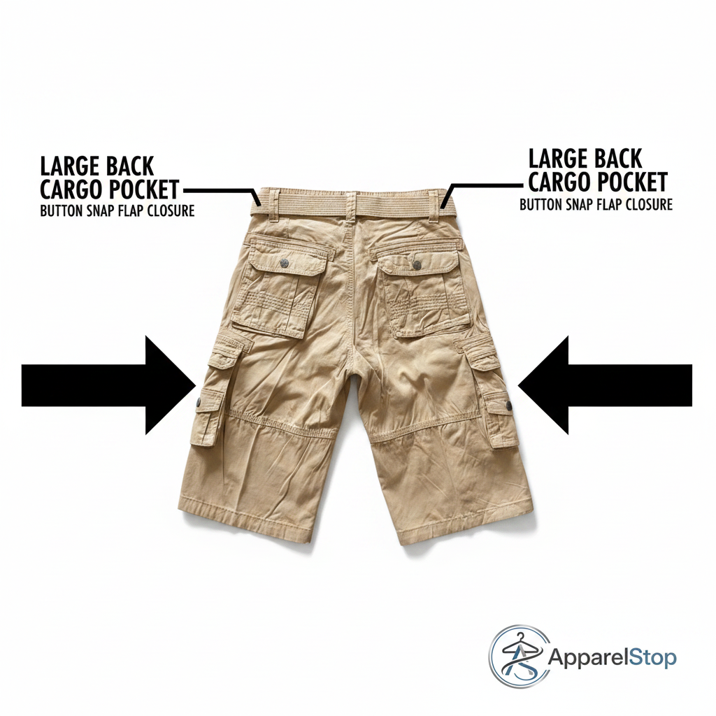 Men's Tactical Cargo Shorts with Included Belt - 8-Pocket Design, Below-the-Knee Length