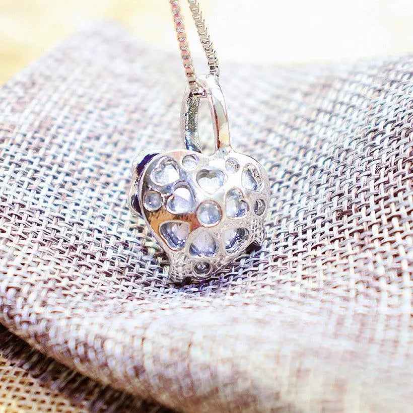 Beautiful Heart I Love You Blue Diamond Alloy Necklace