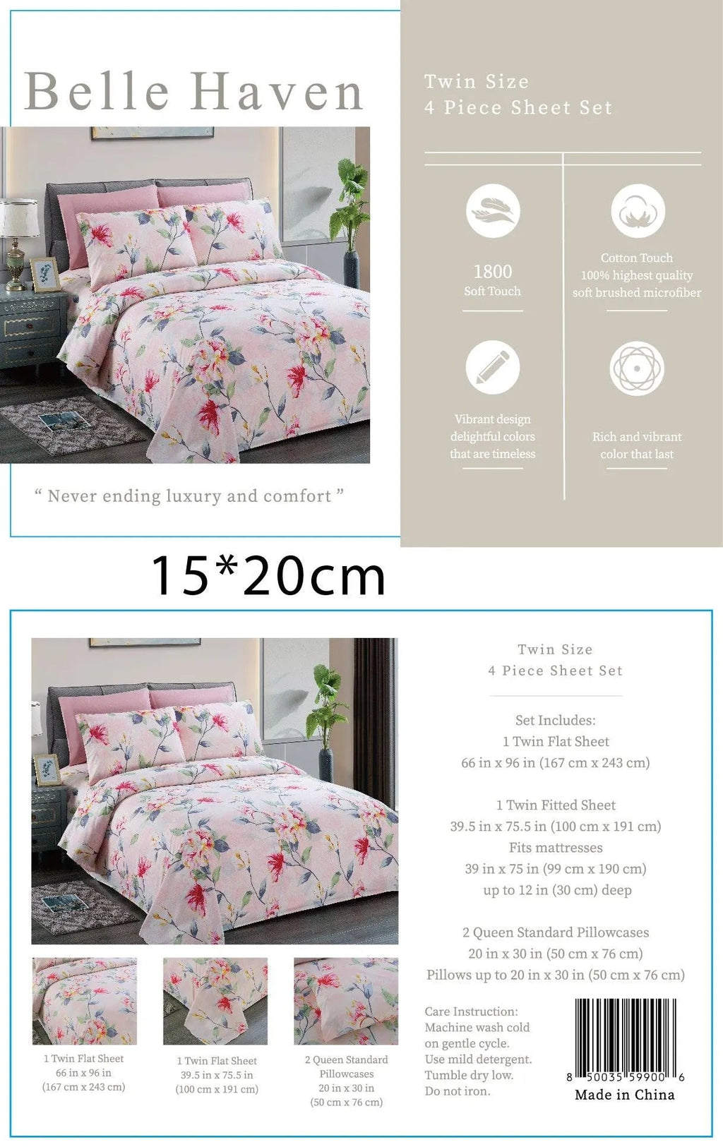 Belle Haven 6 Piece Sheet Set Bedding Sets (6 Styles) - PremiumBrandGoods