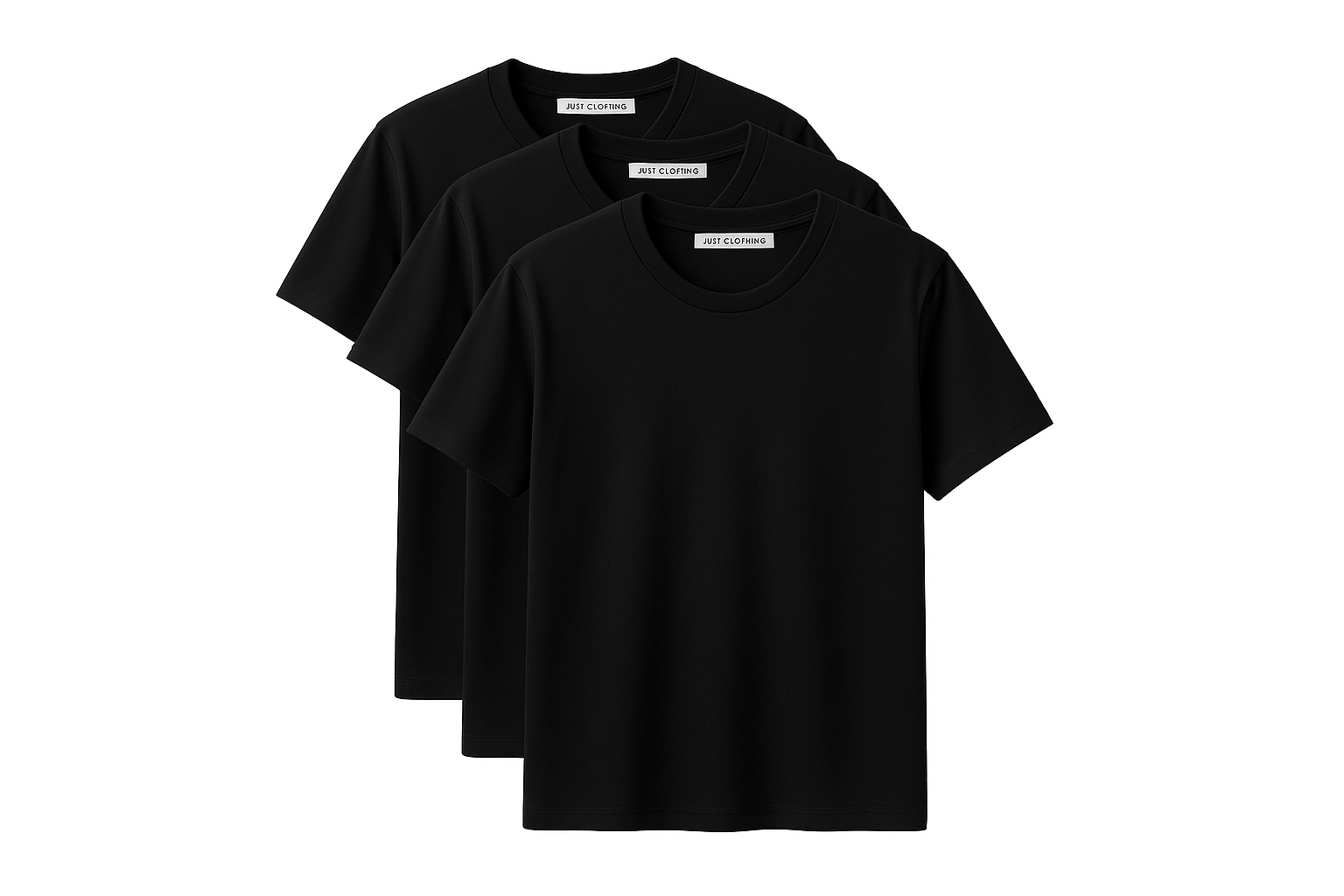 Men's 3-Pack Solid 100% Cotton Crew Neck T-Shirts with Double Ribbed Collar, Sizes S-5XL