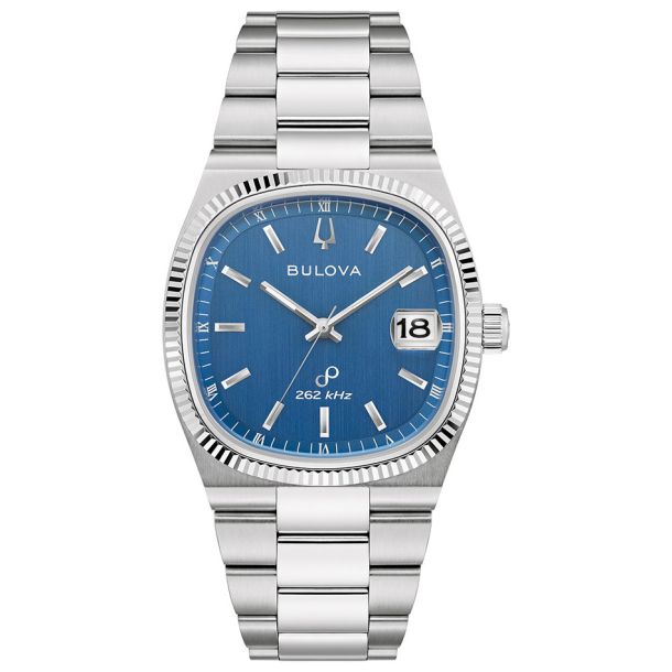 Bulova Super Seville Blue Dial Stainless Steel Bracelet Watch 37.5mm - 96B440