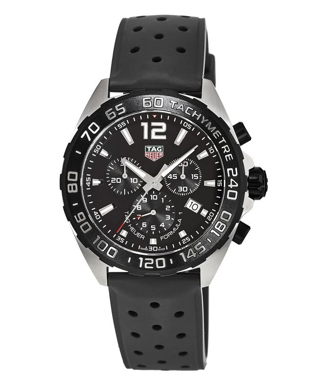 Tag Heuer Formula 1 Quartz Chronograph Black Dial Rubber Strap Men's Watch CAZ1010.FT8024
