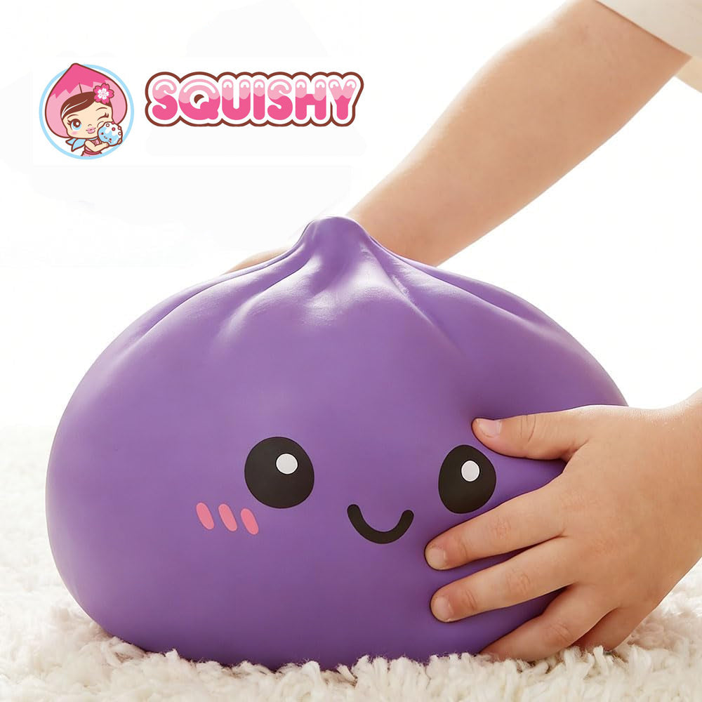 Squishy GIANT Dumpling with Face Squishy 10 inch - Purple