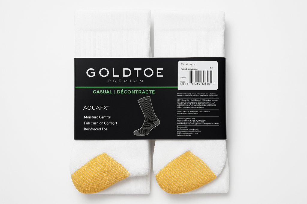 Goldtoe socks detail with label